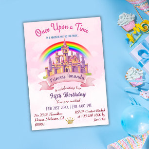 Invitation Joli château magique princesse arc-en-ciel 5e anni