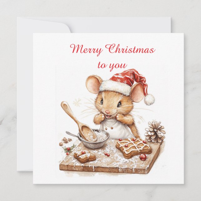 Invitation Joli Chef Souris de Noël (Devant)