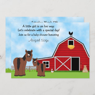 Invitation Joli cheval Brown et Baby shower de la Grange Roug