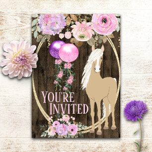 Invitation Joli Cheval et Fleurs sur Barnwood Anniversaire