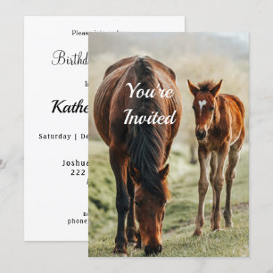 Invitation Joli cheval Foie Photo Anniversaire