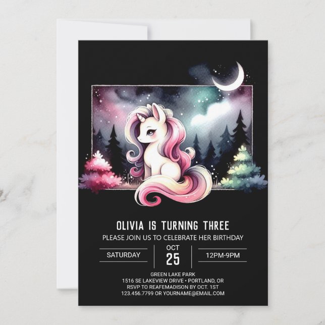 Invitation Joli Cheval Magique Anniversaire (Devant)