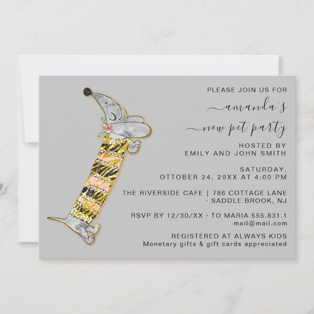 Invitation Joli chien doux nouveau animal de compagnie fête m (Devant)