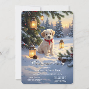Invitation Joli chiot dans la fête de Noël sous la neige