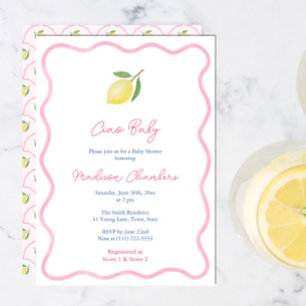 Invitation Joli Ciao rose bébé Citron Baby shower fille