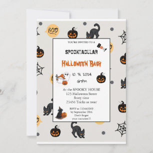 Invitation Joli citrouille Boo Halloween bash rose