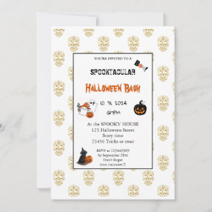 Invitation Joli citrouille Boo Halloween bash rose