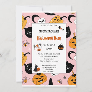 Invitation Joli citrouille Boo Halloween bash rose