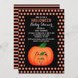 Invitation Joli Citrouille Halloween Black Orange Baby shower