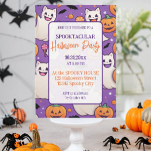 Invitation Joli citrouille Halloween Party Orange Purple