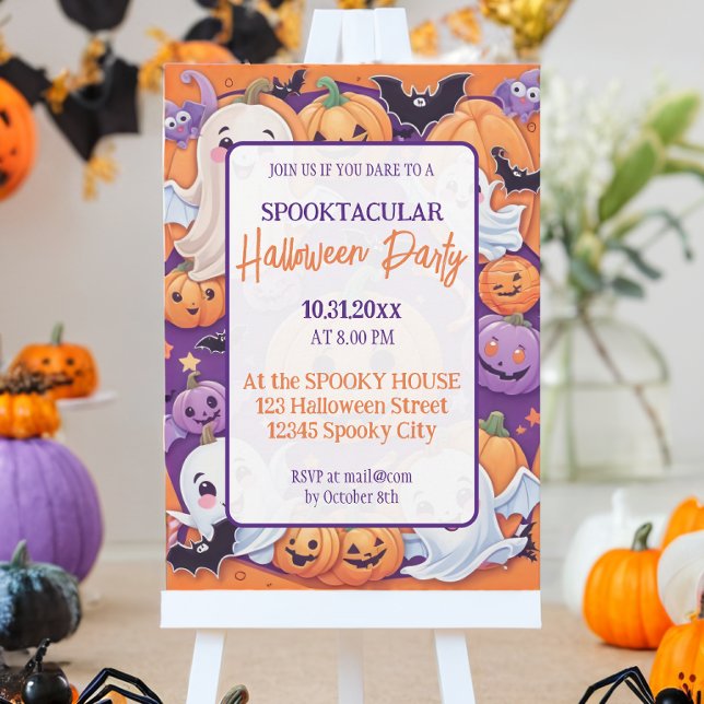 Invitation Joli citrouille Halloween Party Orange Purple (Créateur téléchargé)