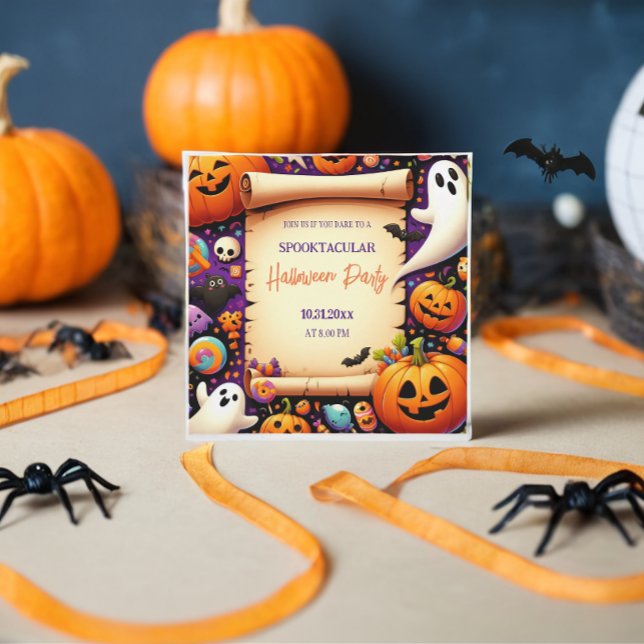 Invitation Joli citrouille Halloween Party Orange Purple (Créateur téléchargé)