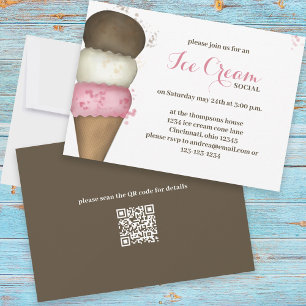 Invitation Joli code QR social à l'eau de glace fantaisiste