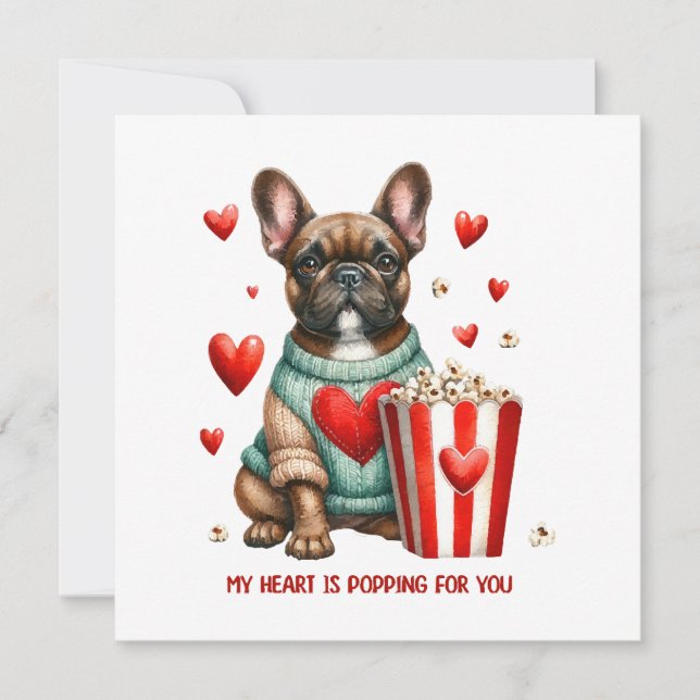 Invitation Joli cœur de la Saint-Valentin de Bouledogue Franç (Devant)