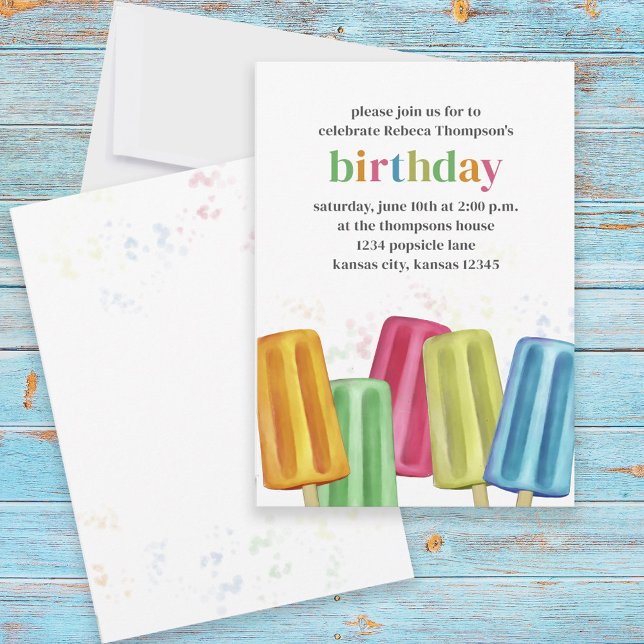 Invitation Joli coloré moderne Anniversaire Popsicles d'été (Créateur téléchargé)