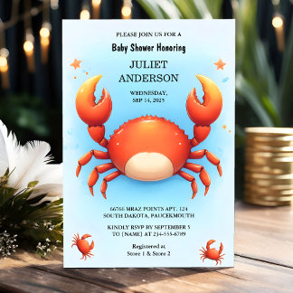 Invitation Joli Cool Beach Ocean Catch Baby shower de crabe r