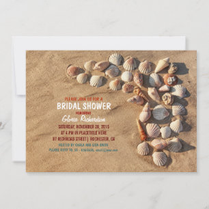 Invitation joli coquillages colorés plage douche nuptiale