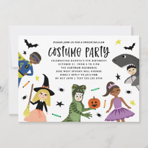 Invitation Joli costume de fête d'anniversaire moderne pour H