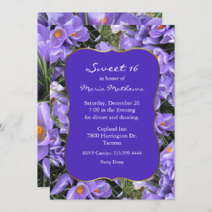 Invitation Joli Crocus Sweet Purple 16 Anniversaire Invitatio