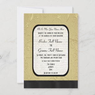 Invitation Joli damassé or mariage officiel