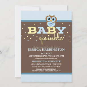 Invitation Joli dessin Chouette Bleue Baby Sprinkle Invitatio