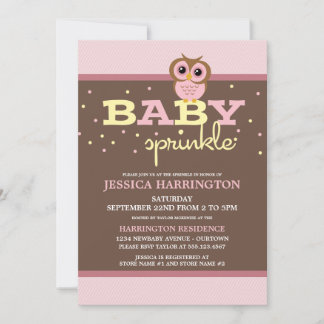 Invitation Joli dessin Chouette rose Bébé Saupoudrer Invitati