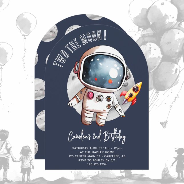 Invitation Joli Deux à la Lune 2e Anniversaire (Créateur téléchargé)
