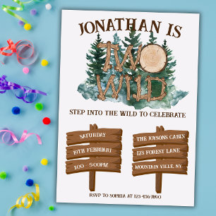 Invitation Joli Deux Sauvage Safari Jungle Camping 2ème anniv