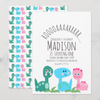 Joli Dinosaure Coloré Rose Vert Bleu Anniversaire