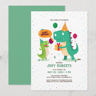 Invitation Joli dinosaure de dessin animé pour enfants Joyeux