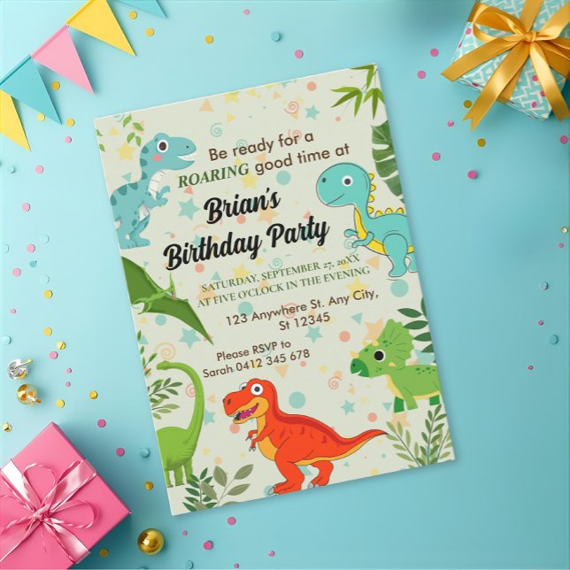 Invitation joli dinosaure de jungle garçon anniversaire (Créateur téléchargé)