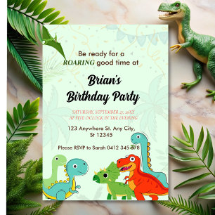 Invitation joli dinosaure de jungle garçon anniversaire