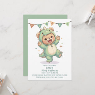 Invitation Joli Dinosaure Ours en Peluche Dino Ours 1er Ann