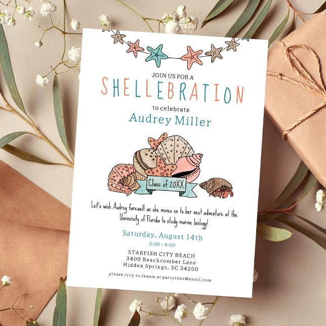 Invitation Joli Diplômé de plage Partir à la fête d'adieu (Créateur téléchargé)