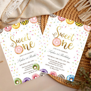 Invitation joli donut Sweet One Anniversaire, 1ère Fille d'an