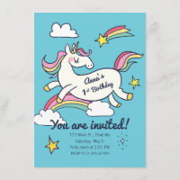 Joli Doodle d'anniversaire Rainbow Unicorn et Star