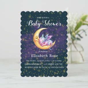 Invitation Joli Dragon rose Galaxy Baby shower fille