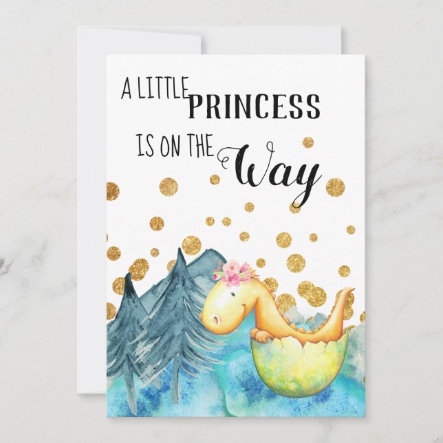 Invitation *~* Joli Dragon Vert Hatching Baby Girl Douche (Devant)