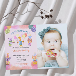 Invitation Joli Drôle   Photo d'anniversaire d'enfant