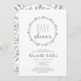 Invitation Joli Dusty Blue Pastel Lavendar Baby shower