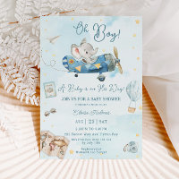 Joli éléphant Avion Aventure Oh Baby shower garçon