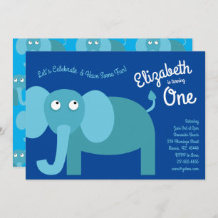 Invitation Joli Elephant Enfants 1er anniversaire fêtes Invit