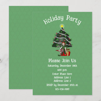 Invitation Joli Elf Tree présent Noël