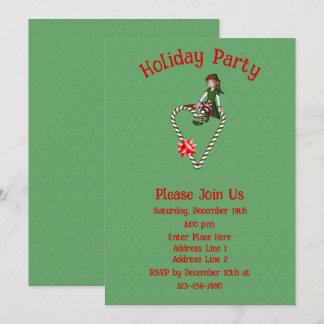 Invitation Joli Elfe En Sucre de canne Coeur Noël