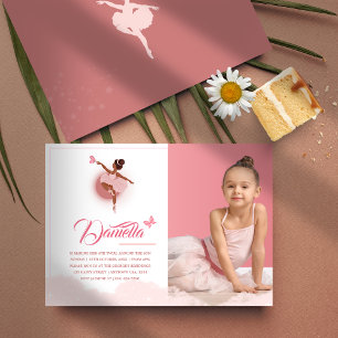 Invitation Joli en rose Ballerina Photo fête d'anniversaire