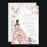Invitation Joli en rose magnifique Gown Blush Rose Sweet 16<br><div class="desc">Design élégant et luxueux,  avec des roses douces et blanches,  des accents dorés et une belle poupée dans une robe luxueuse et fleurie. Tout le texte est entièrement personnalisable.</div>