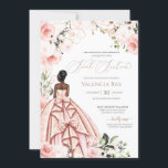 Invitation Joli en rose magnifique Gown Blush Rose Sweet 16<br><div class="desc">Design élégant et luxueux,  avec des roses douces et blanches,  des accents dorés et une belle poupée dans une robe luxueuse et fleurie. Tout le texte est entièrement personnalisable.</div>