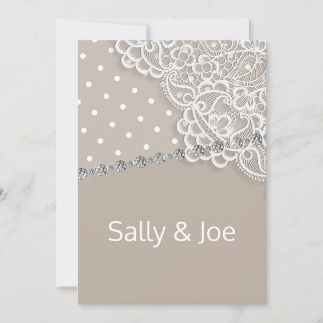 Invitation Joli ENDROIT SEPIA Dentelle Mariage Bronze (Devant)