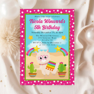 Invitation Joli été Llama Fiesta Anniversaire de enfant