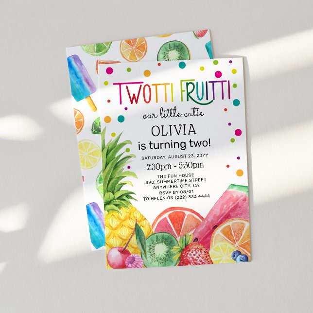 Invitation Joli été TWO-tti Fruitti Fruit 2e anniversaire  (Créateur téléchargé)